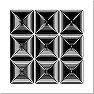 1960's Retro Mod Op Art Squares in Black and White Posters and Art